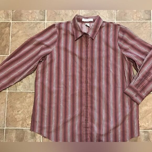 ROAMAN'S Womens Long Sleeve Button Down Top Shirt Blouse- Size Large - Picture 1 of 5